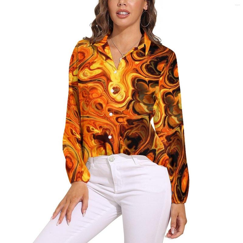 

Women' Blouses Fire Fractal Art Blouse Abstract Print Pretty Design Female Long Sleeve Classic Shirt Autumn Oversize Tops, Style-2