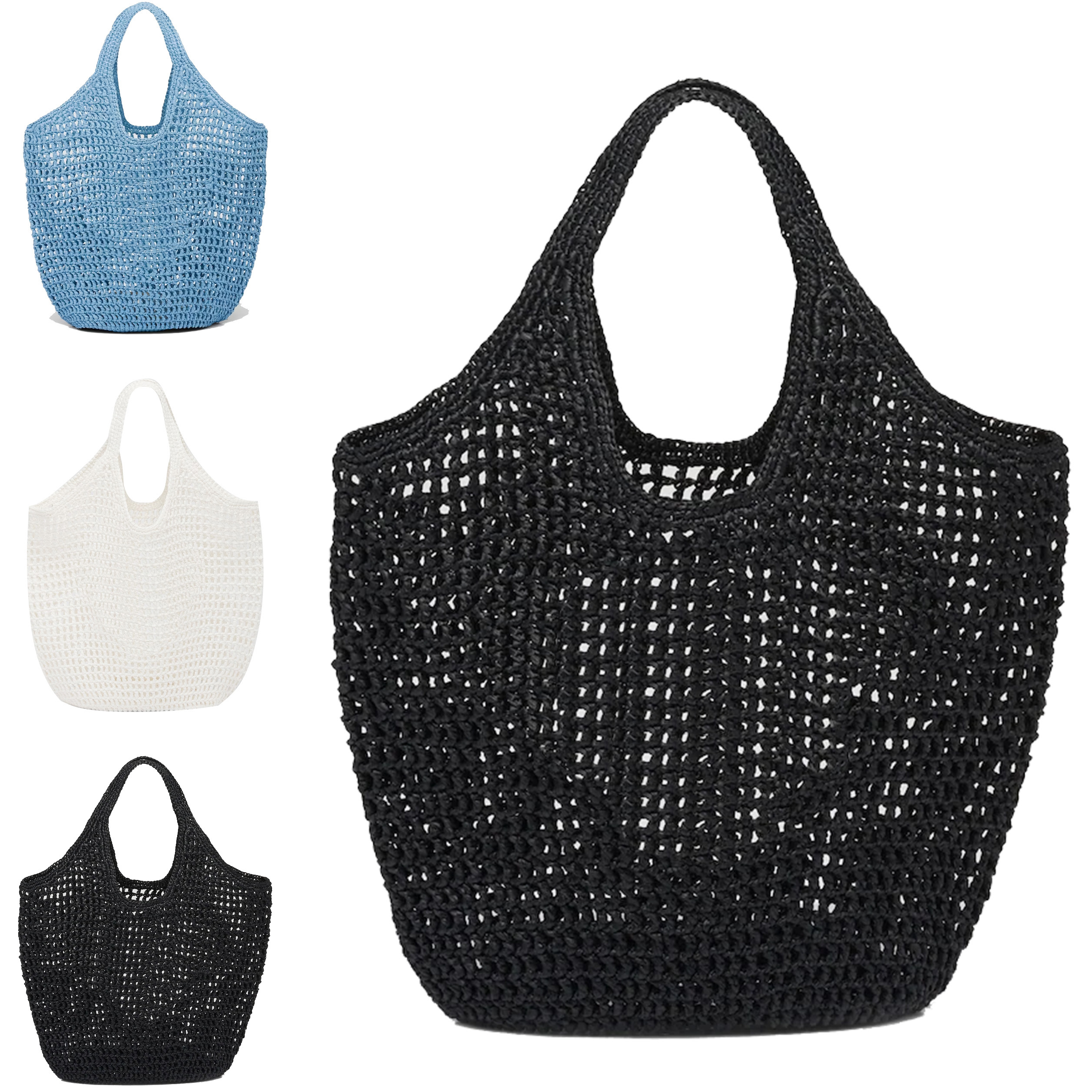 

Women Straw Clutch Shoulder Bags 2023 latest Woven mens purse Luxurys designer bucket Large bag tote handbags mini pochette hollow out summer Beach bag, Blue