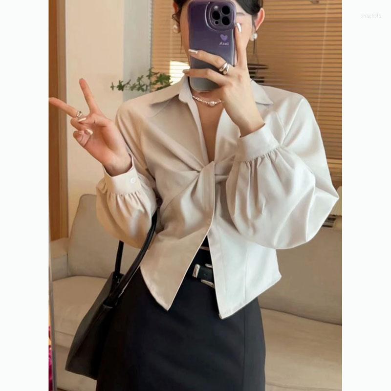 

Women' Blouses Sandro Rivers Shirt For Women Spring Summer 2023 Design Unique And Chic French Tops Light Luxury Niche, Apricot