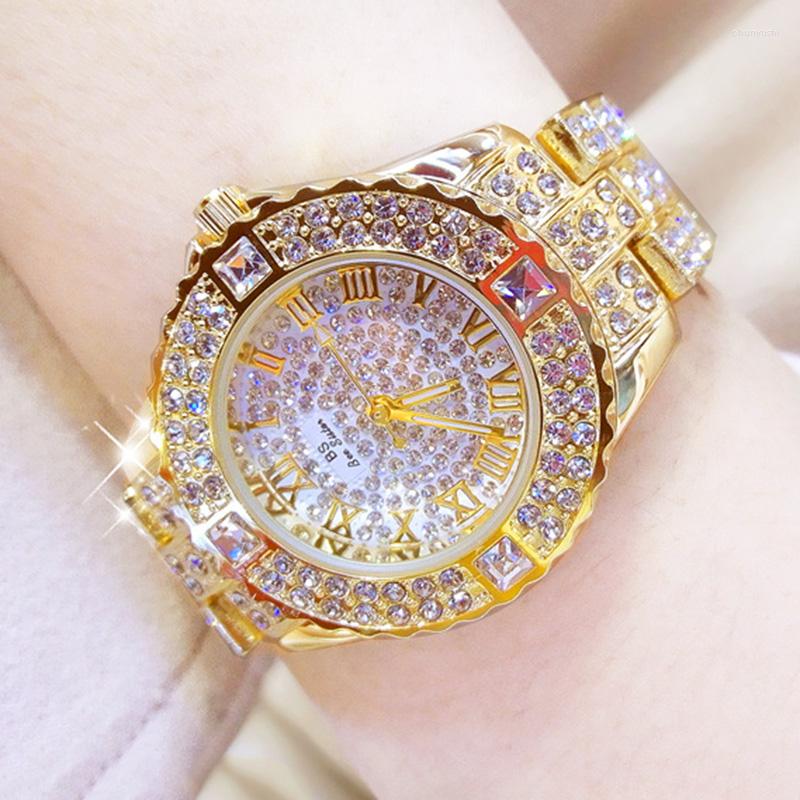 

Wristwatches Women Watches Diamond Gold Watch Ladies Wrist Rhinestone Women's Bracelet Female Relogio Feminino