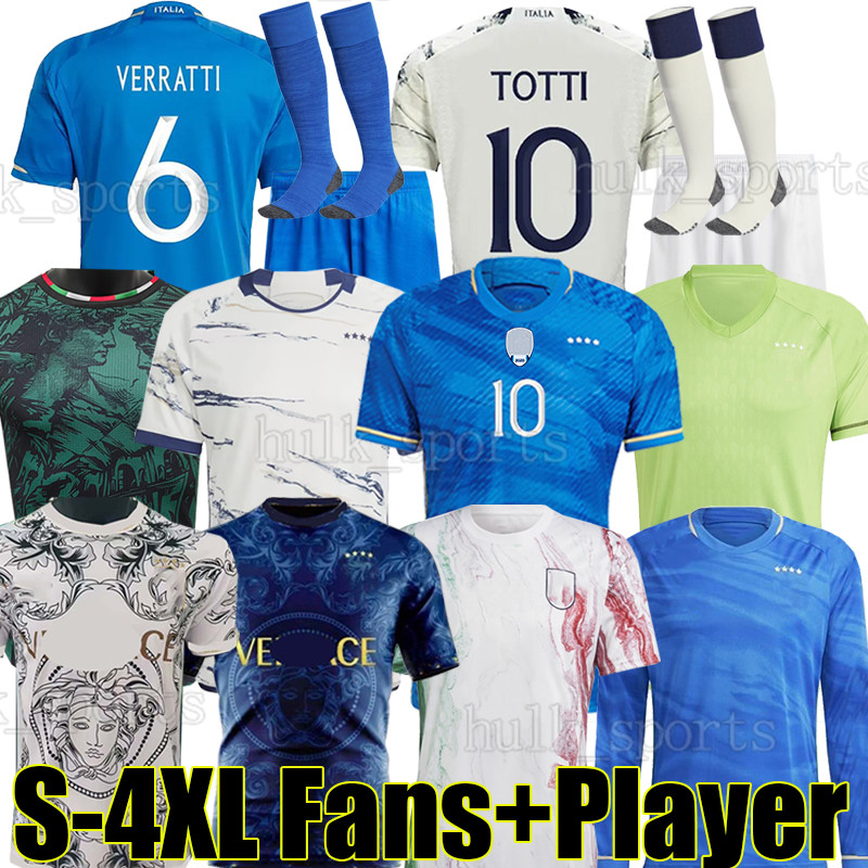 

4XL 23/24 Italia soccer jerseys ItAlYS TOTTI VERRATTI CHIESA football shirts 2023 2024 DI LORENZO RASPADORI BARELLA concept men kids Kits sock set maglie da calcio, Yidali 23-24 pre-match
