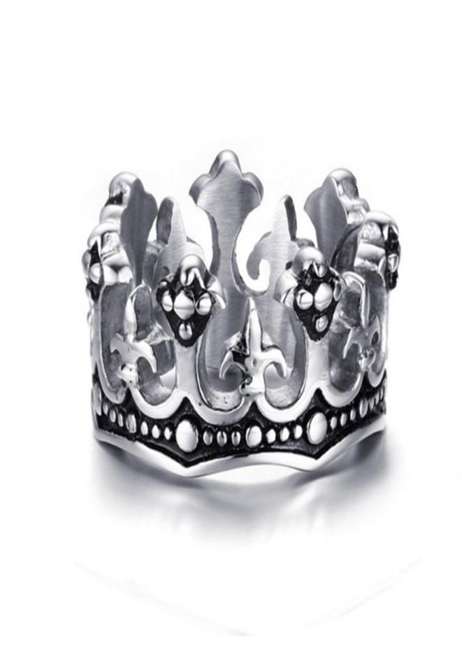

Fashion Men039s Rings Black Royal King Crown Knight Fleur De Lis Cross Vintage Rings for Men Jewelry Size 7152979506