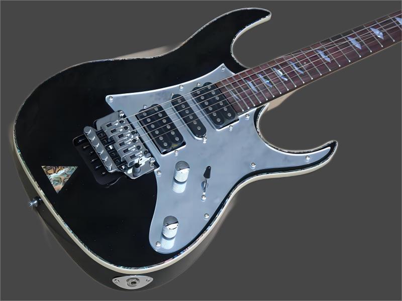 

Factory Custom Black 7v Electric Guitar With Floyd Rose Bridge,Chrome Hardware,Colorful Binding Body,
