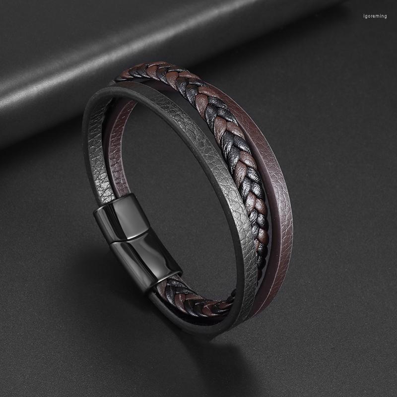 

Bangle Fashion Design Hand Woven Multilayer Leather Bracelet Men Domineering Casual Party Jewelry