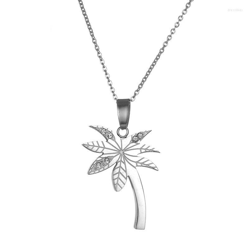 

Pendant Necklaces Delicate Stainless Steel Crystal Paved Coconut Palm Tree Necklace Jewelry Accessories For Women And Girls
