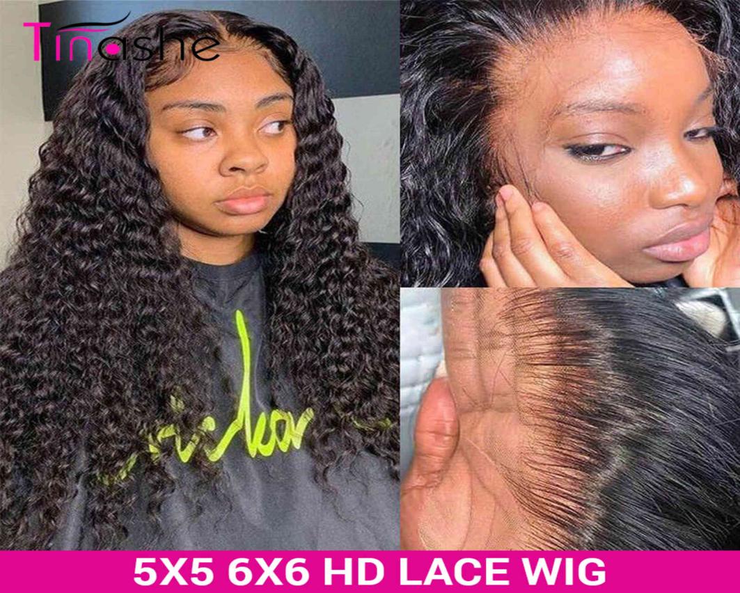 

Tinashe Deep Wave HD Transparent Lace Wigs 200 Density 5x5 6x6 Closure Brazilian 28 30 Inch Curly Human Hair7108540, Green