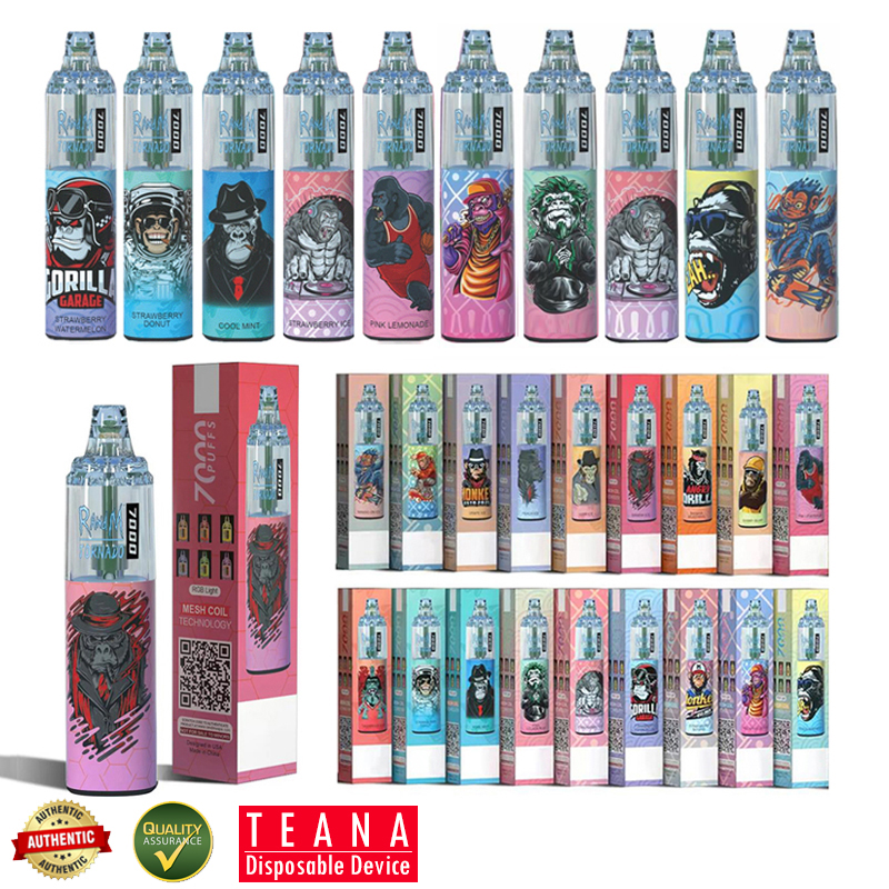 

Authentic RandM Tornado 7000 Puffs E Cigarette 2% 3% 5% Rechargeable Battery Mesh Coil Adjustable Airflow R and M 7K Puff Disposable Vapes
