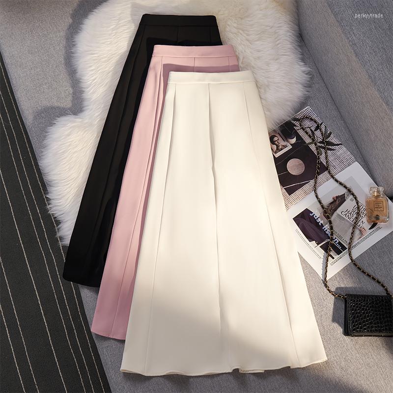 

Skirts COIGARSAM Women Long Fishtail Skirt Summer 2023 Office Lady Solid High Waist Rice White Black Pink
