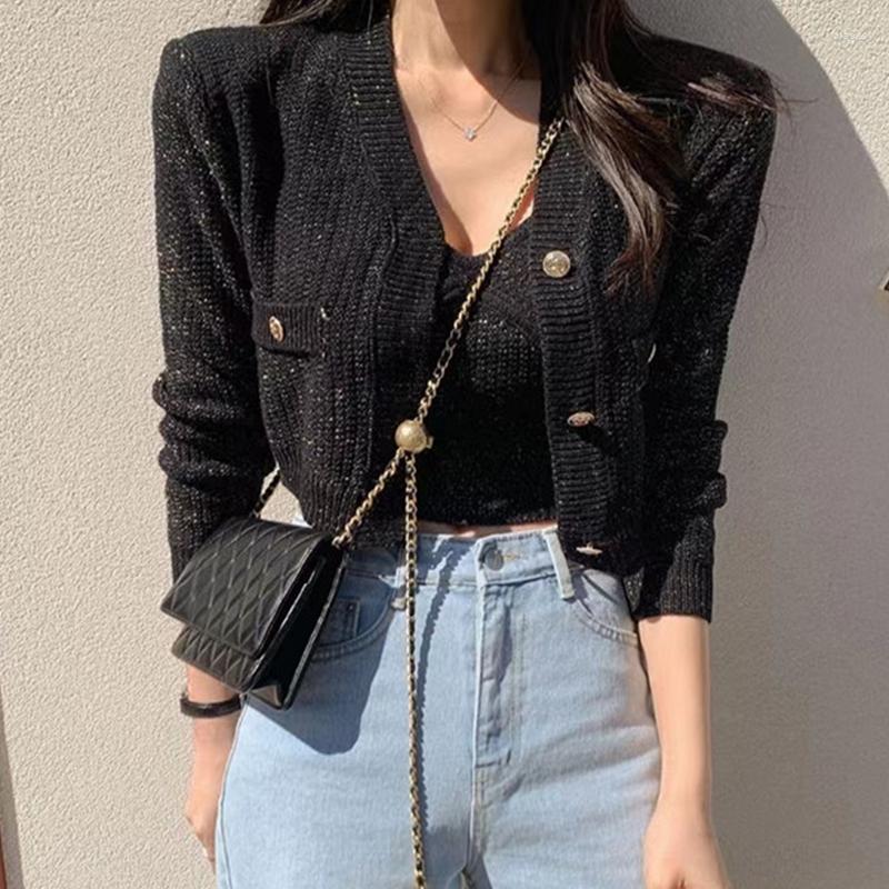 

Women's Knits Knitted 2 Piece Sets Clothes V Neck Camisole Top Cropped Black Cardigans Knit Jacket Korean Women Sweaters 2023 Slim, Beige 2set