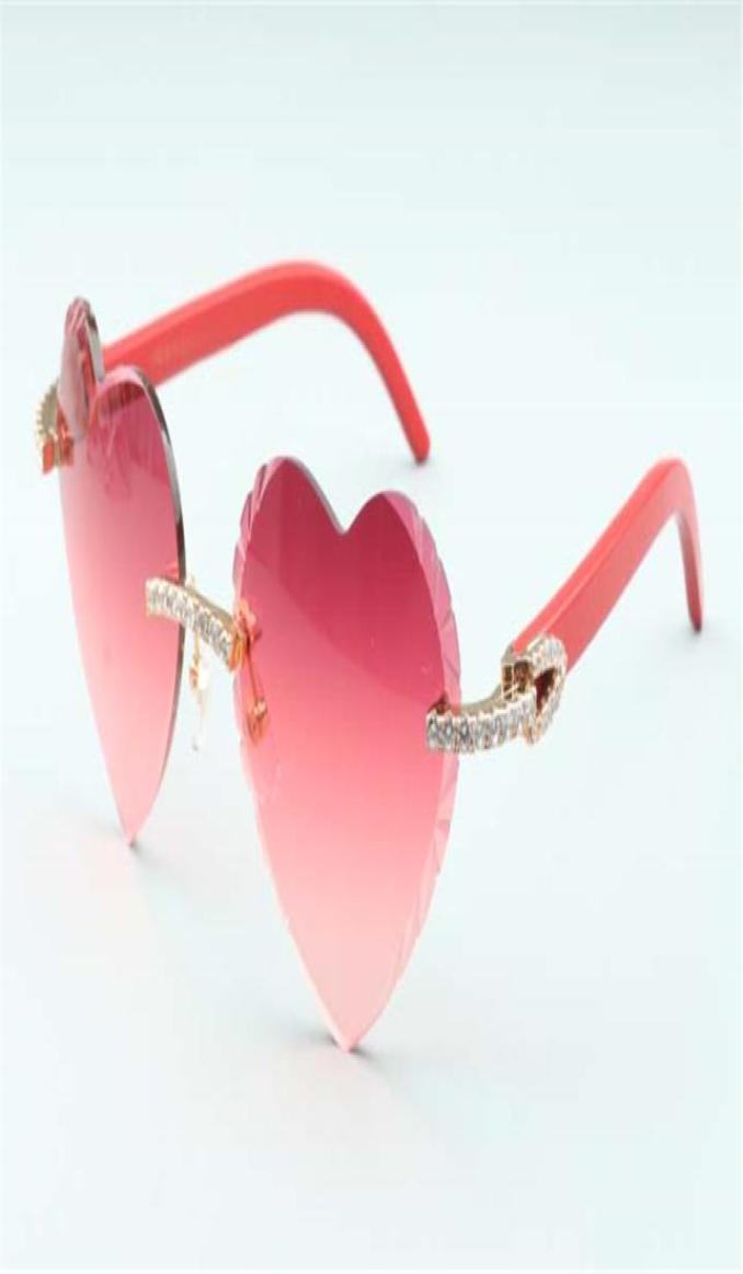 

Direct s highquality new heart shaped cutting lens endless diamonds sunglasses 8300687 red natural wooden temples size 5814437038