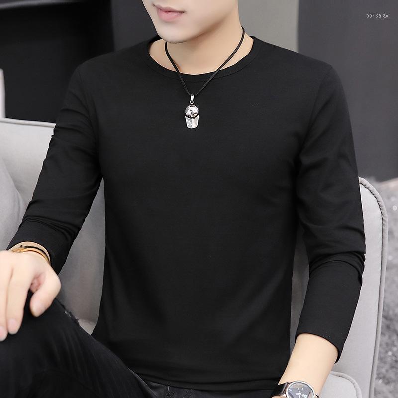 

Men's T Shirts Shirt Men Large Size Long Sleeve T-shirt Slim Fit Solid Color Youth Tshirt O-Neck, Black