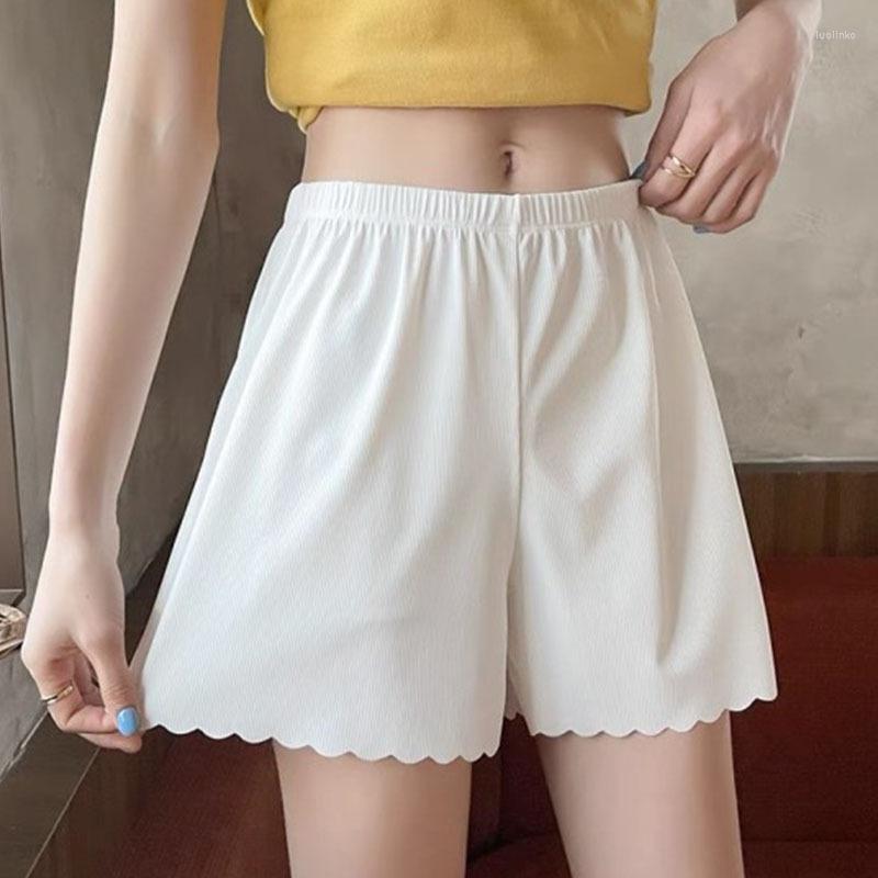 

Women's Panties Summer Thin Traceless Ice Silk Safety Pants For Women Anti Shining Loose Can Be Outworn Wave Edge Bottom Shorts, Pink