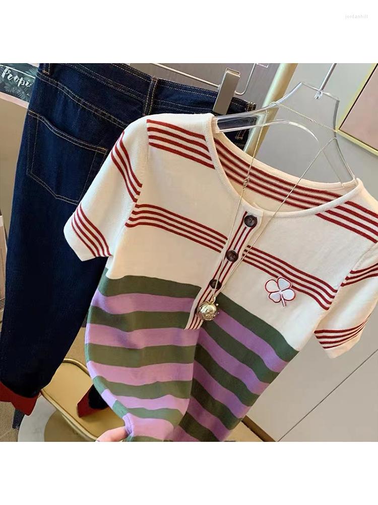 

Party Dresses Vintage Short Sleeve O-neck Striped Mini 2023 Summer Women's Fashion Casual Single Breasted A-Line Ladies Dress, Mixed color