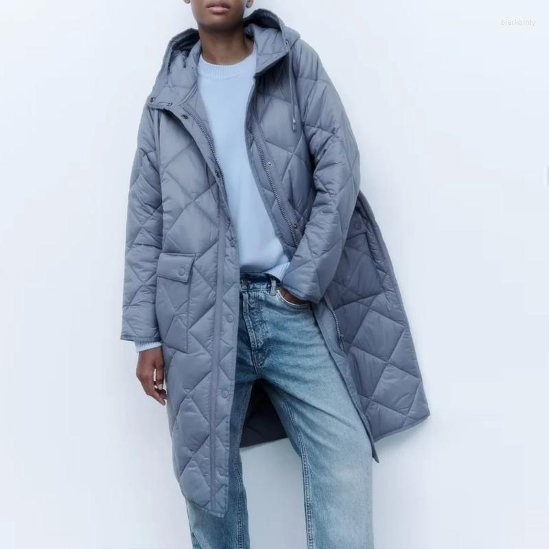 

Women's Trench Coats Winter Jacket Women Thick Hooded Parka Casual Long Sleeve Cotton Coat Female 2023, Blue