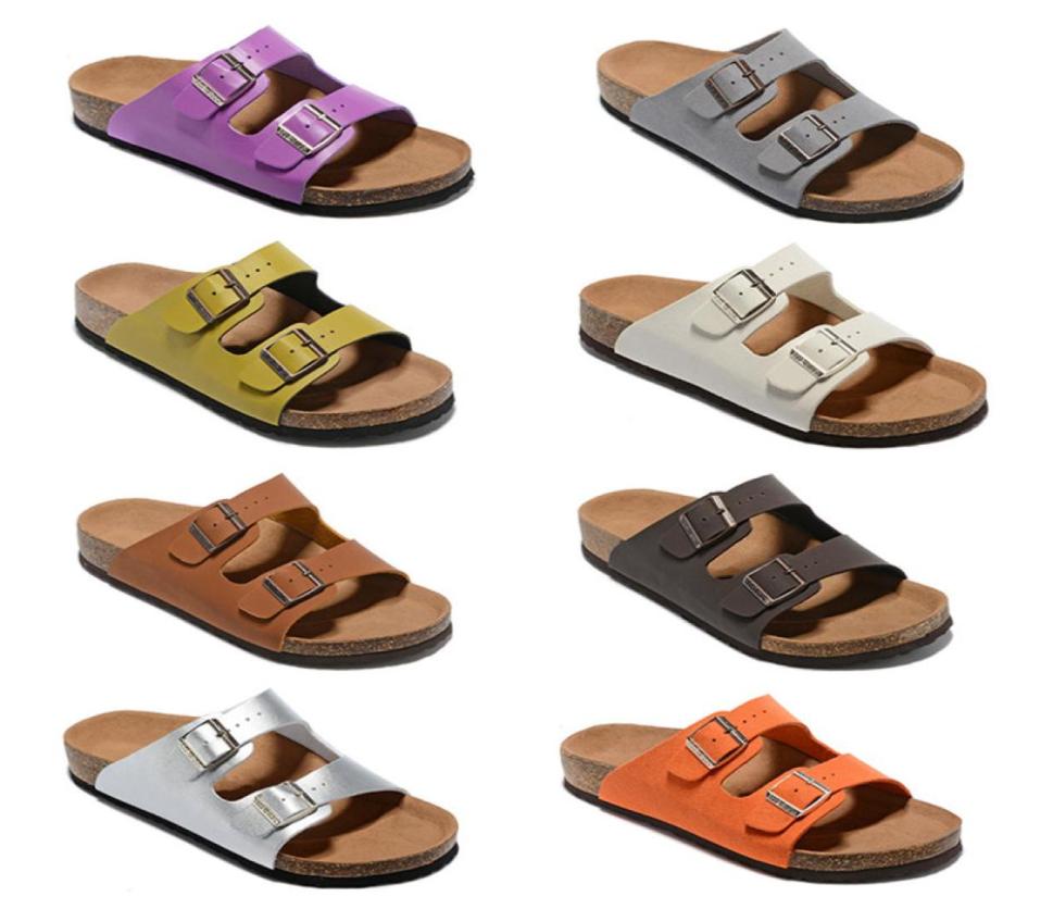 

Men Flat Sandals Women Casual Shoes Double Famous Brand Arizona Summer Beach Top Quality Genuine Leather Slippers With Or5527775, Dark grey
