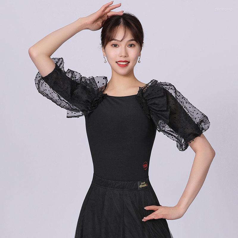 

Stage Wear 2023 Modern Dance Costume Latin Top Leotard Women Ballroom Practice Clothes, Rose red