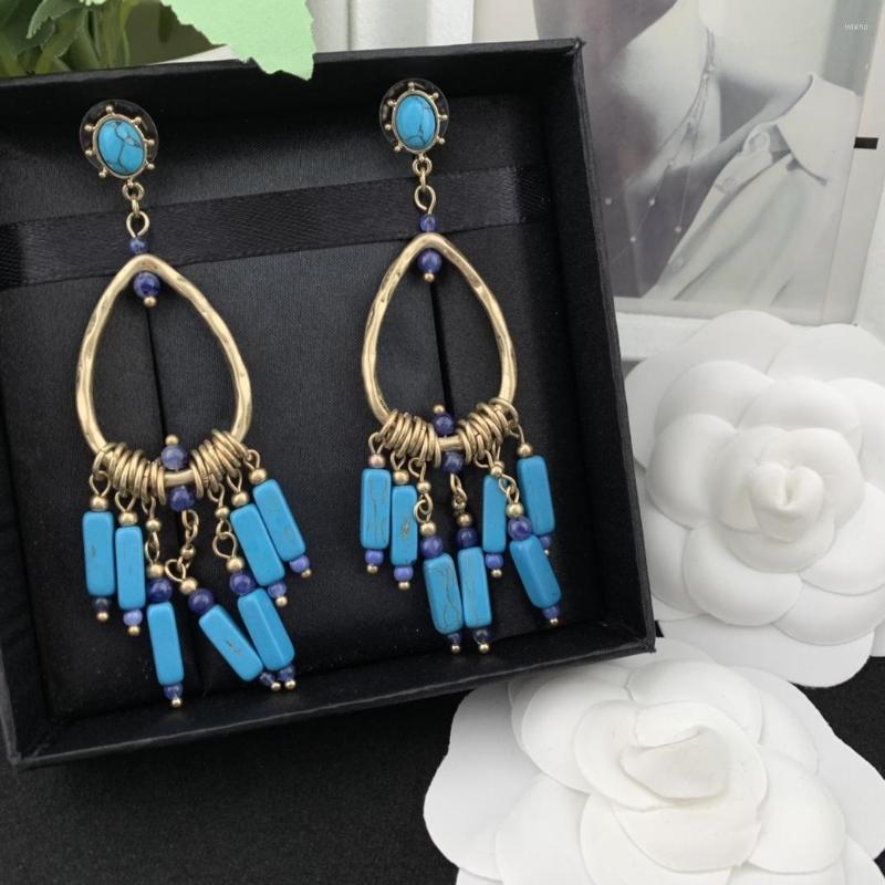 

Dangle Earrings European And American Fashion Retro Turquoise Tassel