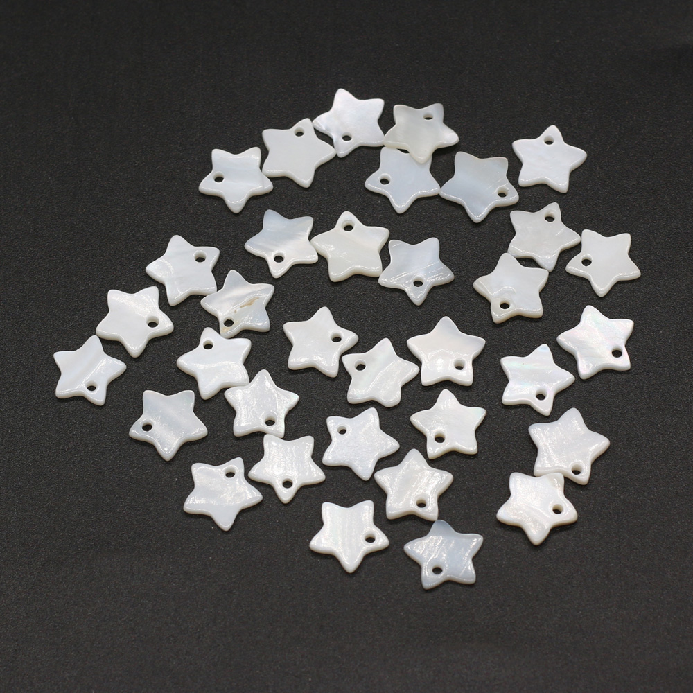 

White Natural Mother of Pearl Shell Beads Charms Star Heart Shape Pendant for Jewelry Making DIY Necklace Earring Bracelet 10pcs