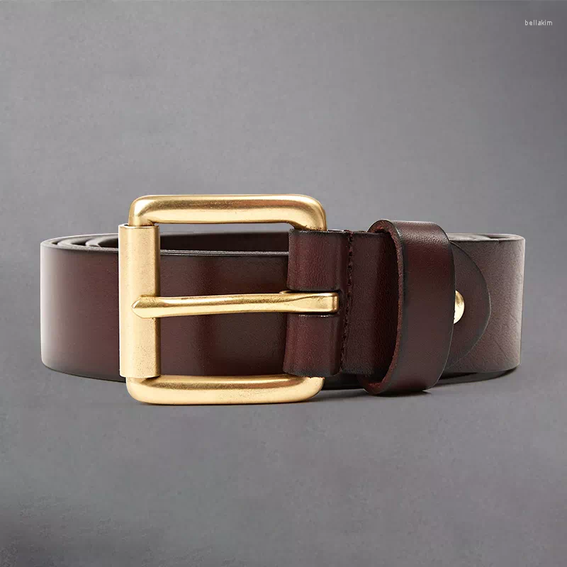 

Belts Men's Belt Business Casual Copper Head Pin Buckle Genuine Leather Pure Cowhide Adult 2023, Black