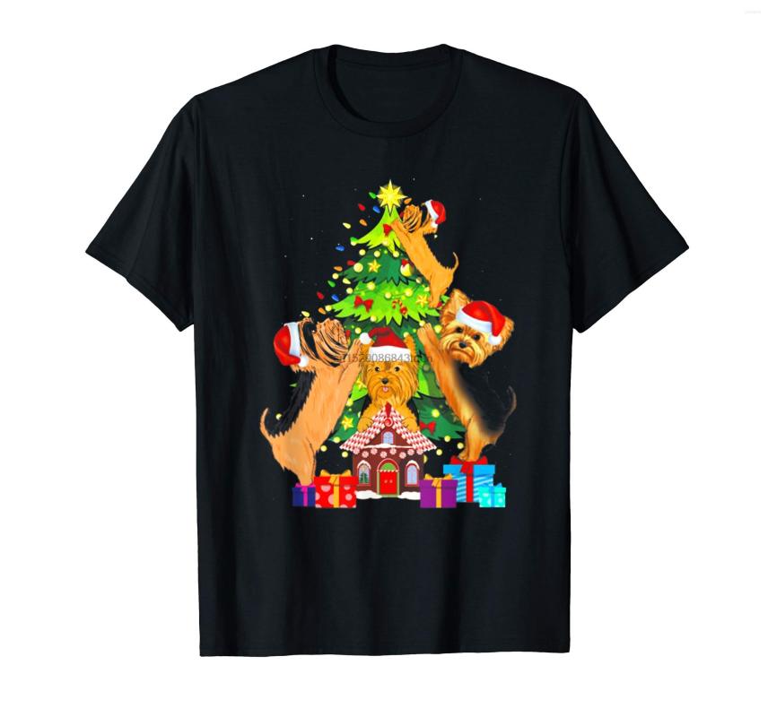 

Men' T Shirts Yorkie Christmas Tree Shirt Santa Xmas Gift T-Shirt-Men' T-Shirt-Black, Men-darkpurple