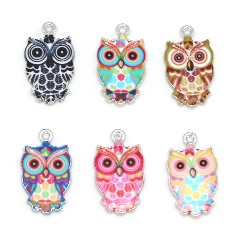 

13x23mm 2-6pcs Animals Owl Enamel Bracelet Necklace Charms Pendant For Jewelry Making DIY Findings Women Men Hole 1.5mm