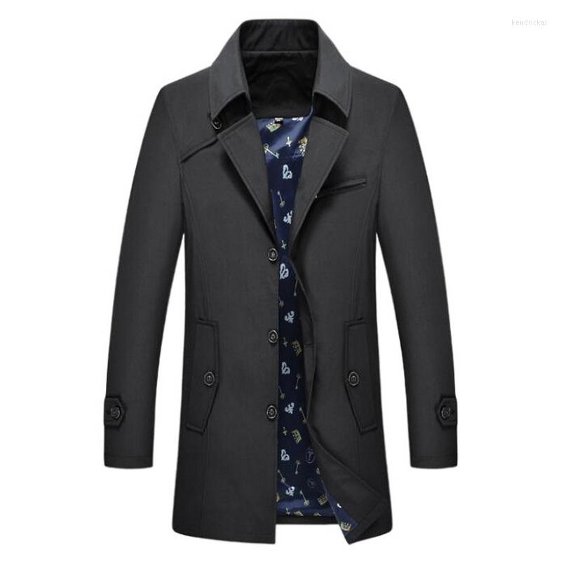 

Men's Trench Coats Special Offer Men Long Coat Turn-Down Collar Slim Single Breasted Male Windbreaker Size 9XLMen's, Khaki