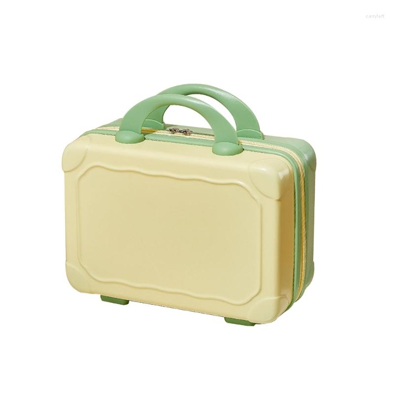 

Cosmetic Bags 14 Inch Mini ABS Bag Portable Travel Makeup Suitcase Decorative Hand Luggage Carrying For Women Girls, Beige