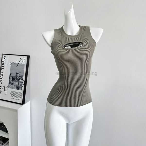 

Cropped top diesel shirt knit Tank designer diesel T-shirt hollow out Tee womens knits women tops sexy sleeveless yoga summer tees vests 3VI00, Brown