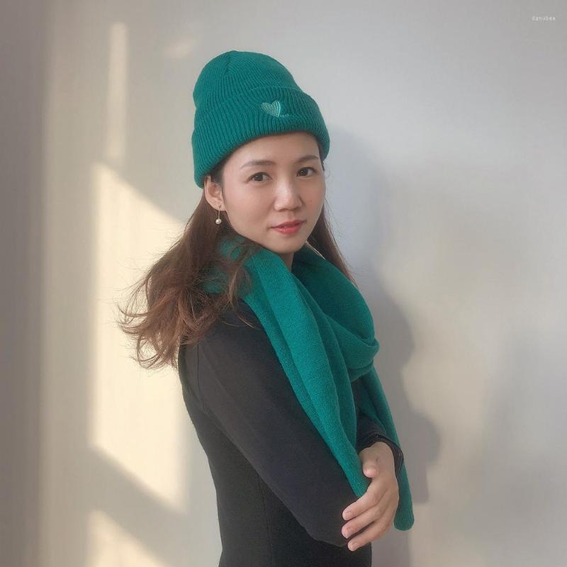 

Scarves 2023 Women Winter Hat And Scarf Set Thick Warm Shawls Wraps Solid Color Soft Knitted Unisex Accessories