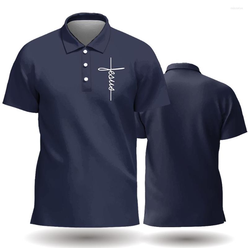 

Men' Polos Men' Polo Shirt Solid Color Printed Shirts Jesus Cross Short Sleeved Tops Casual Blouse Simple Tees Oversized Men Clothing, S01-hy10669