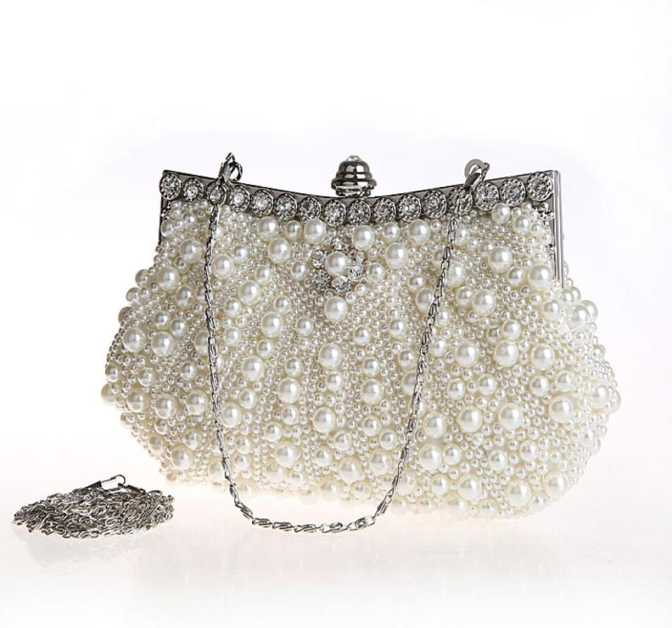 

DesignerWomen Handbag Party Pearl Luxury Evening Clutch Bags Crystal Clutch Evening Bags Lady Wedding Purse HQB14936010143, Beige