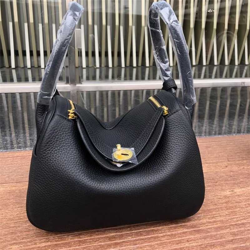

Lindys Bags H erme New Family Lindi Bag Lychee Head Layer Cowhide Single Shoulder Oblique Straddle Handbag Women's Doctor Bag, Elephant grey 20cm