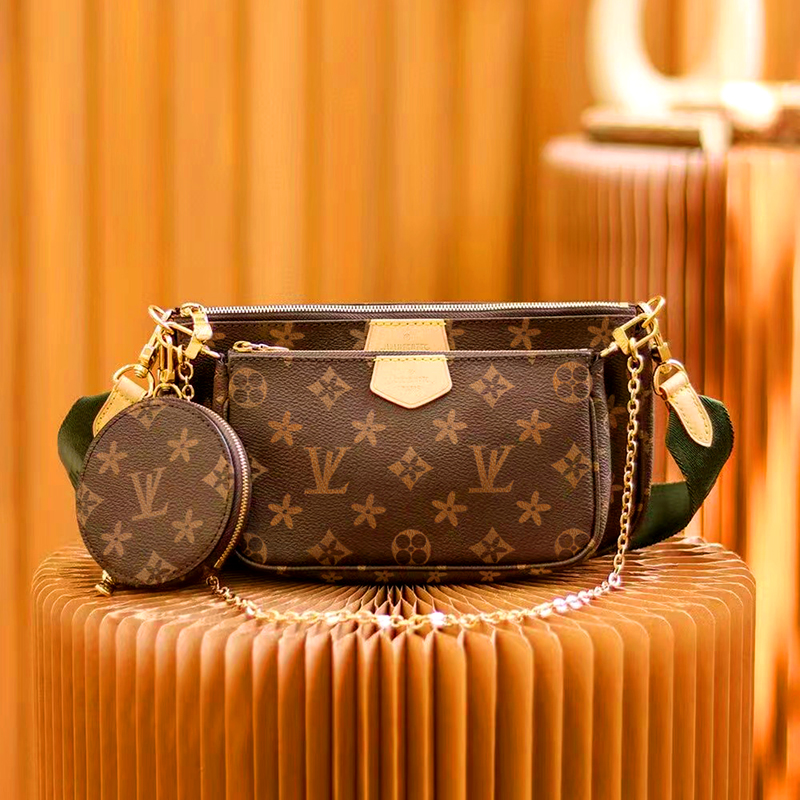 

Luxury Purse Designer Wallets 10A Quality Three-Piece Multi Pochette Accessoires handbag M44840 Mini Detachable Round Zip Coin Purse Five in One Dhgate Bag, Brown-with box