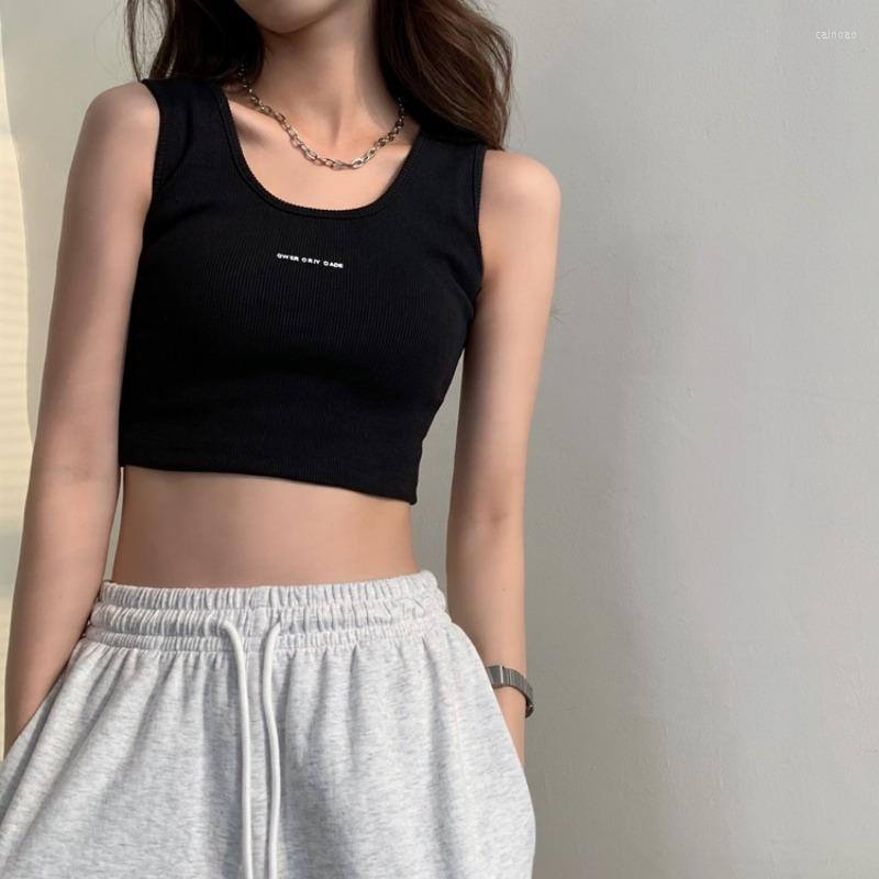 

Women's Tanks Summer Ribbed Knitted Tank Top Sexy Crop Vest Solid Harajuku Korean Female Off Shoulder Black White Women Slim Y2k Tops, Blue