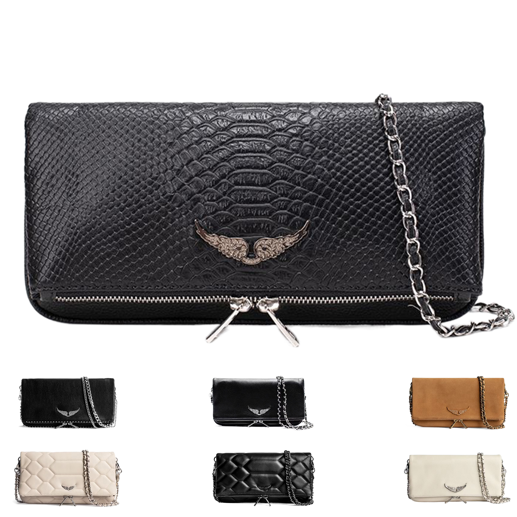 

women fashion Pochette Rock Swing Your Wings Zadig Voltaire bag mens tote handbags Crossbody Flip designe baguette bag Cowhide Luxury Shoulder clutch underarm bags, Suede brown
