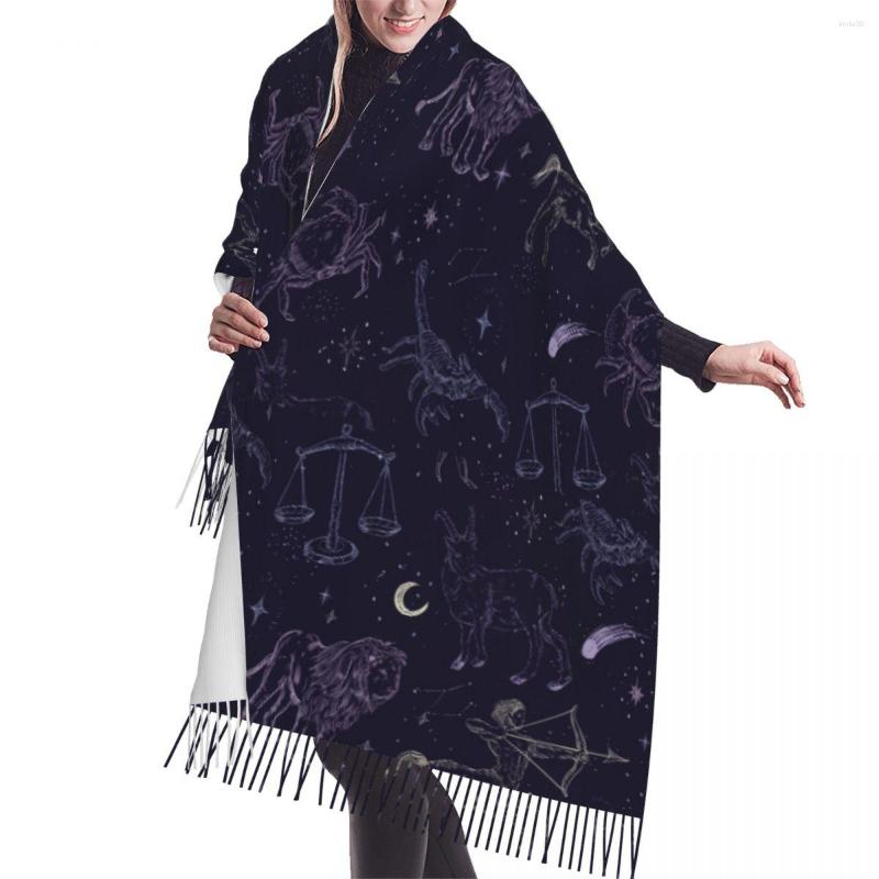 

Scarves Hand Drawn Zodiac Winter Scarf Shawls Wrap Women Men Warm Bufanda Tassel