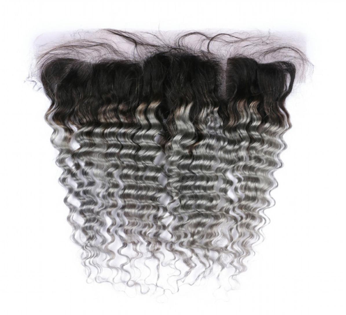 

Ombre Silver Grey Virgin Brazilian Human Hair 13x4 Full Lace Frontal Deep Wave Wavy 1BGrey Ombre Lace Frontal Closure with Baby H6993855, Ombre color