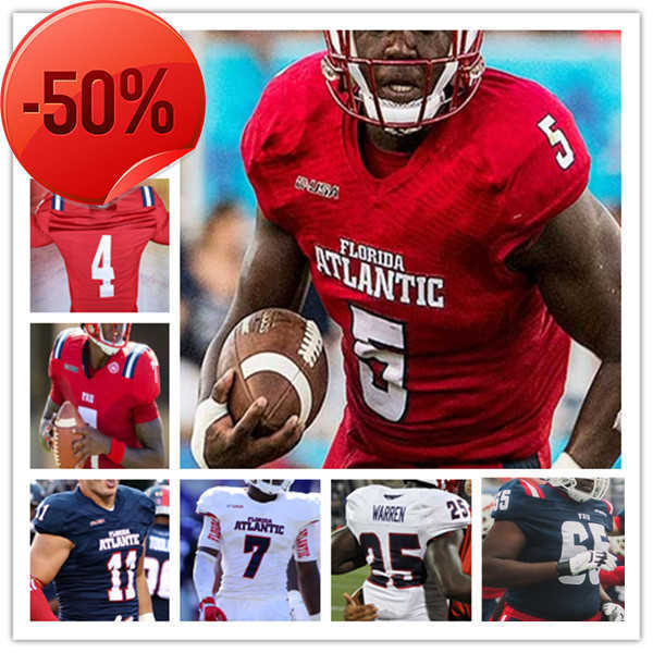 

Ncaa College Florida Atlantic Owls FAU Football Jersey Helm Korel Smith Jaylen Joyner N'Kosi Perry Johnny Ford LaJohntay Wester Je'Quan Burton Malcolm Davidson 4XL, Men navy