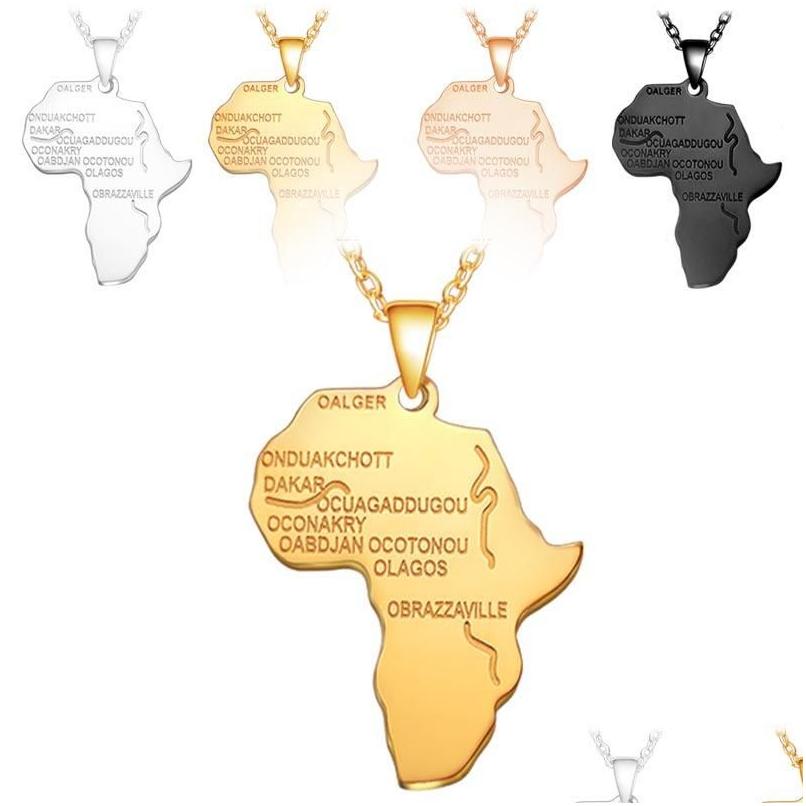 

Pendant Necklaces Africa Map Necklace Gold Color Chain African Hiphop Stainless Steel Gifts For Men Women Ethiopian Jewelry Trendy D Dht96