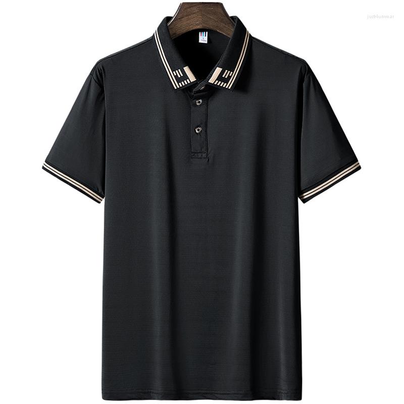

Men's Polos Shirt Summer Mens Short-sleeved Polo Ice Silk Business Casual, Army gray
