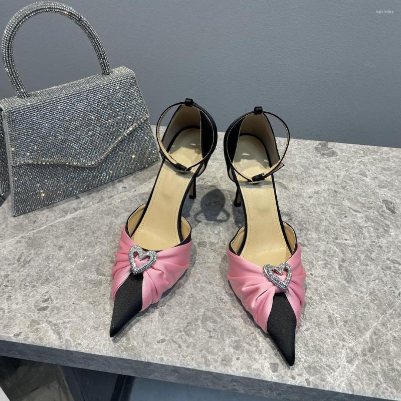 

Sandals 2023 Spring Summer Sexy Super High Heels Crystal Decor Silk Women Shoes Ankle Buckle Elegant For Party Wedding, Picture shown