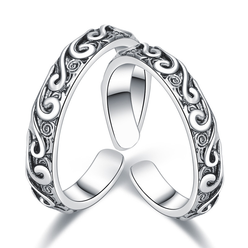 

Vintage Fashion Couple Rings Adjustable Size Silver Ring Jewelry