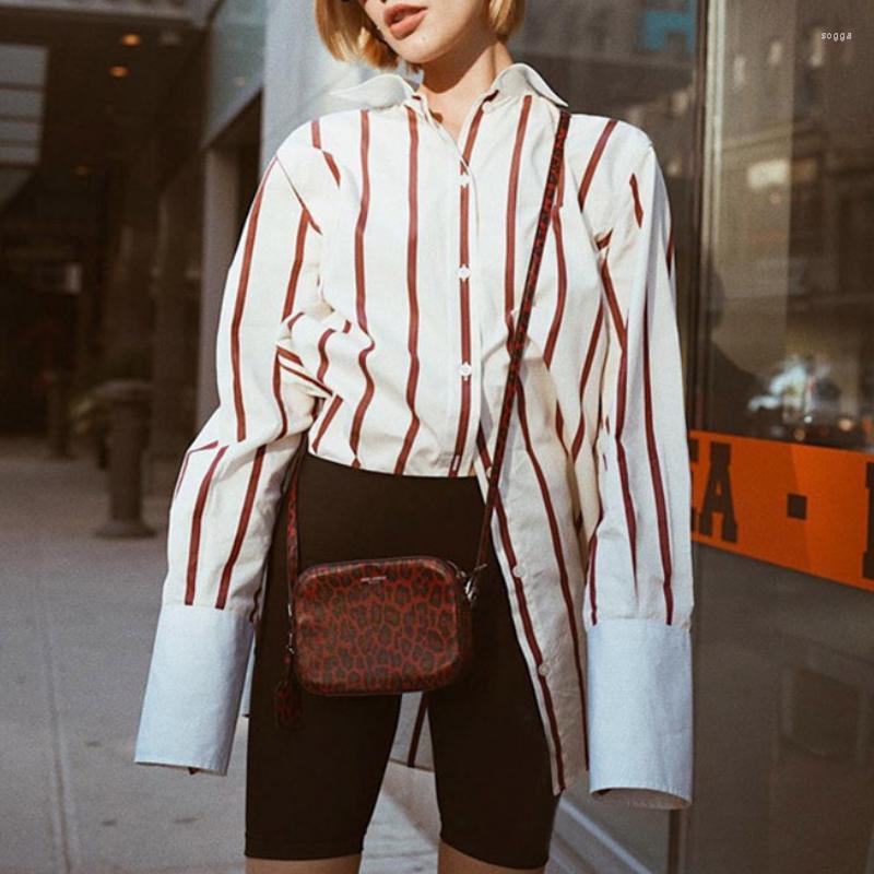 

Women's Blouses 2023 Autumn Ladies Stripe Print Long Sleeve Shirt Single Breasted Women's Simple Loose Collar Blouse