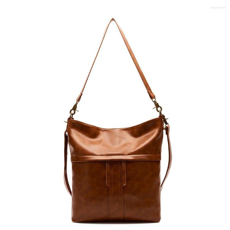 

Evening Bags European And American Retro Oil Wax Leather Single-shoulder Cross-body Women's Bag Soft Gradient Color, Chocolate