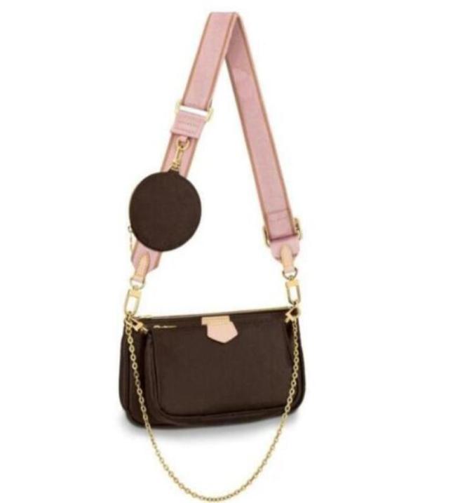 

44813 MULTI POCHETTE ACCESSORIES Handbags Purses Women Crossbody Bag Mono Canvas Real Leather Chain Shoulder Bags 6669102927178, Black