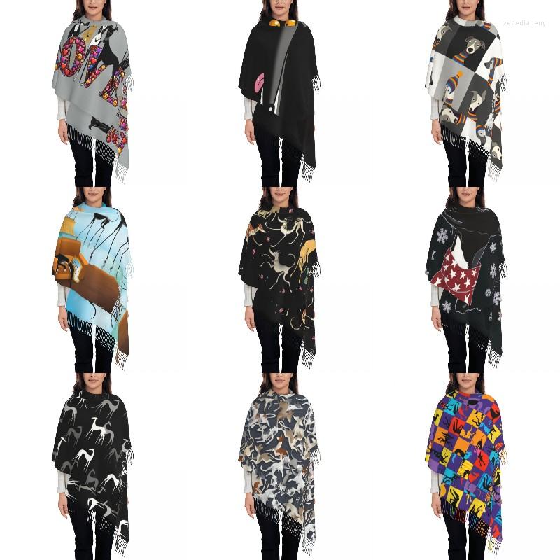 

Scarves Ladies Large Garden Party Cute Greyhounds Lurcher Women Winter Fall Warm Tassel Shawl Wrap Whippet Sighthound Dog Scarf