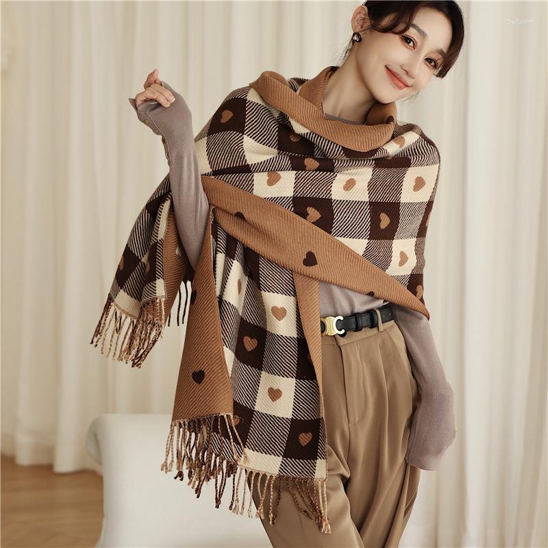 

Scarves 2023 Fashion Plaid Scarf Cashmere Thick Shawl Women Long Winter Warm Pashmina Wraps Hijab With Tassel Bufanda Foulard