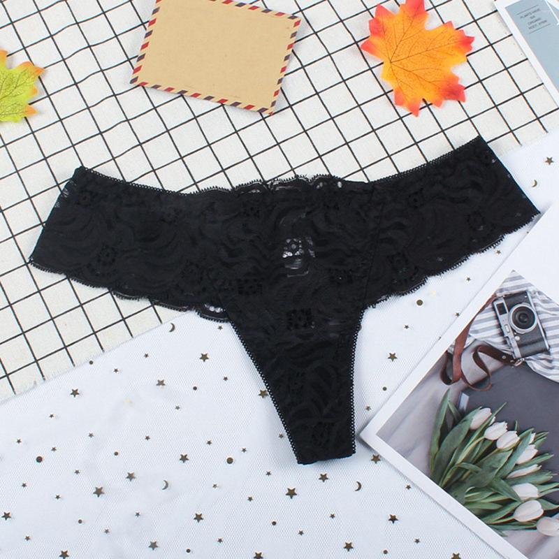 

Women' Panties For Women Lace Panty With Front Detail Crochet Up Sexy Hollow Out Underwear, Black