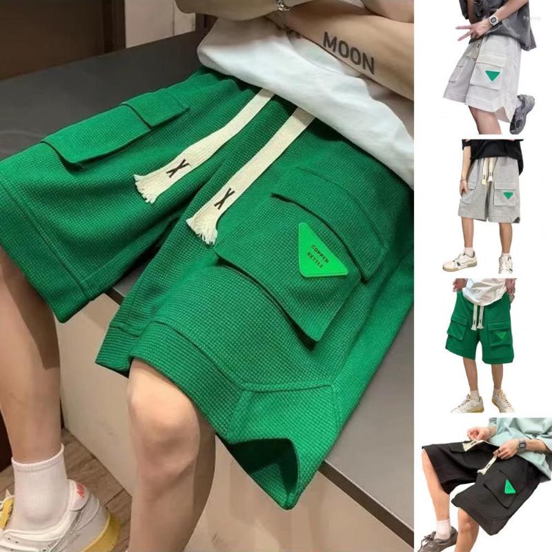 

Men's Shorts Men Casual Cargo Loose Elastic Waist Drawstring Wide Leg Sports Deep Crotch Patch Pockets Summer For, Black
