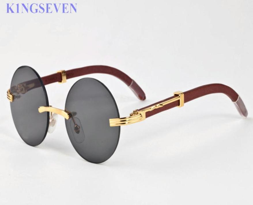 

round wood frame buffalo horn glasses eyeglasses circle lenses rimless sunglasses with box full metal bril occhiali6857718